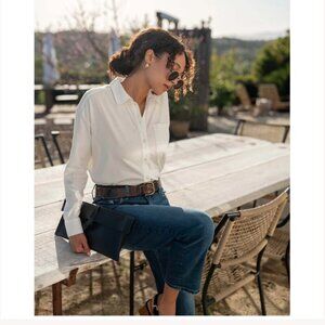 NWT Voyageur By Mersea Moderne Oxford Tee Shirt Buttondown Cotton Top Size Small